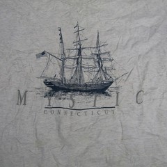 Vintage Mystic Connecticut Shirt Mens Large Gray Single Stitch Ship Graphic 80s