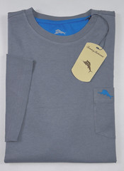 NEW TOMMY BAHAMA Size M Men’s T Shirt Iced Gray Crew Neck LOGO Pocket $59