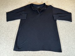 LL Bean Shirt Mens Large Blue Long Sleeve Henley Wool Blend Base Layer Outdoor