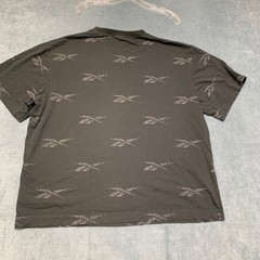 Reebok T Shirt Mens XL Black Allover Logo Graphic Casual Crew Neck Short Sleeve