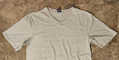 Lands’ End Shirt Mens Medium Gray V-Neck Cotton Made USA Short Sleeve Tee
