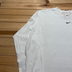 Vintage 90s Nike Embroidered Mini Center Swoosh Blank Long Sleeve Shirt – Large