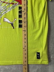 Puma Hoops Basketball Tee Neon Yellow Graphic Athletic Shirt Mens Small
