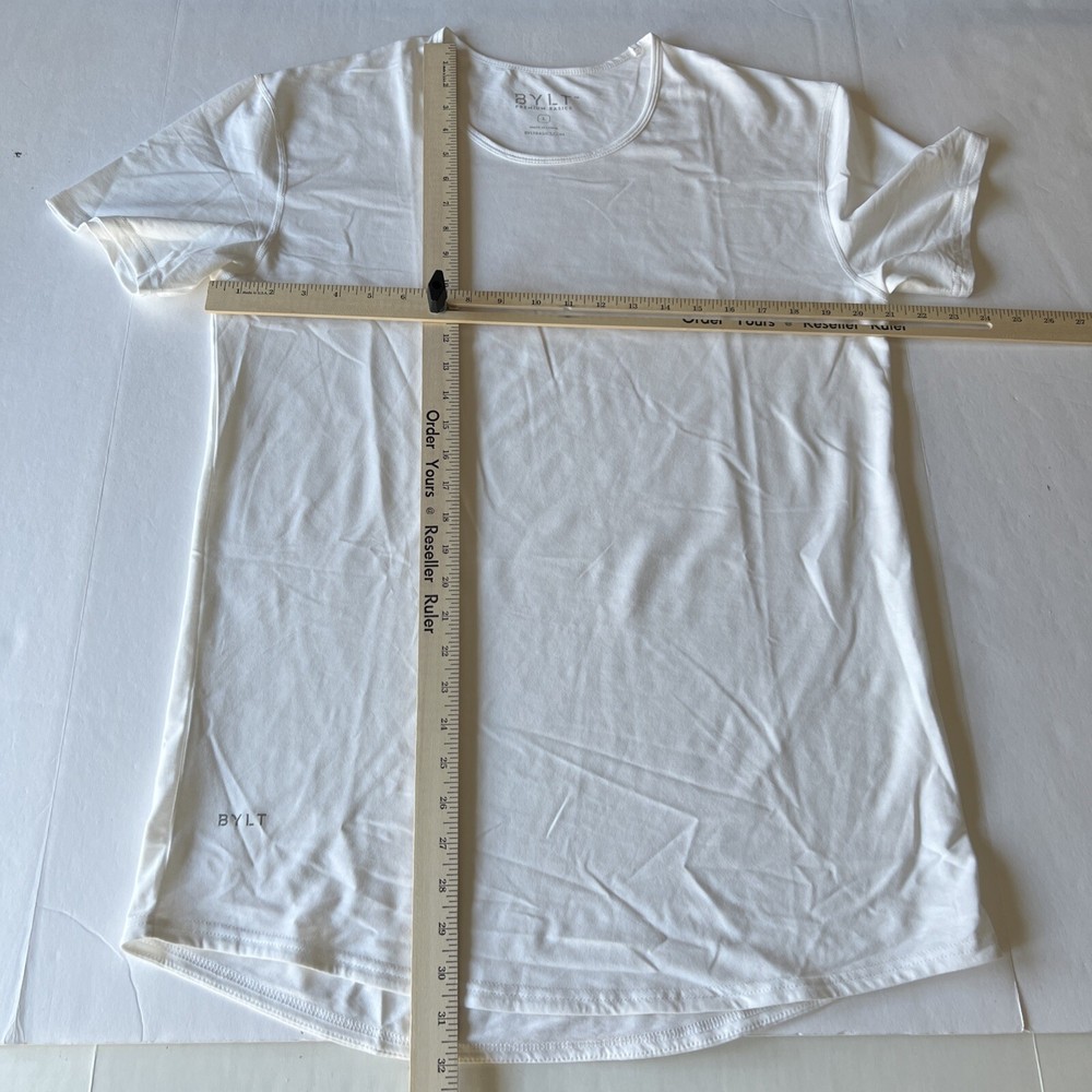 BYLT T-Shirt Men’s Large White Premium Basics Crew Neck Lightweight Stretch