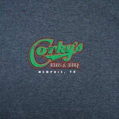Corky’s Ribs & BBQ Memphis Tennessee T Shirt Mens XL Blue Heather 50/50
