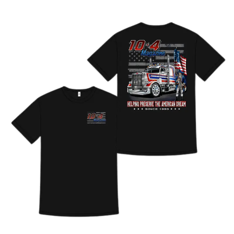 10-4 Magazine American Dream Shirt, Patriotic Semi Truck Graphic Tee, USA Flag T