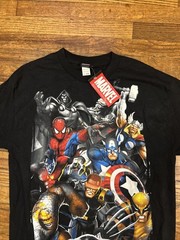 NWT Vtg Marvel 2007 Mad Engine Mens Largw Civil War All Over Print Black Tshirt