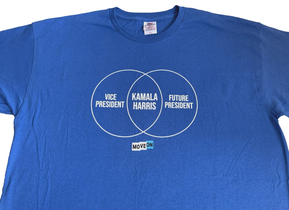 Bayside Unisex XL Kamala Harris T-Shirt Preshrunk Cotton Blue Move On President