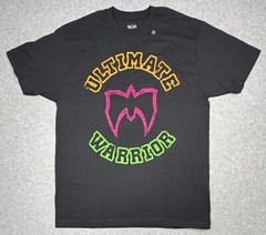 Ultimate Warrior T-Shirt Men’s WWE Wrestling Black Neon Mask Size Large NEW