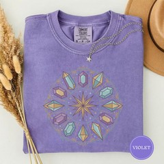 Crystal Grid Zodiac Wheel Comfort Tee Astrology Spiritual Design