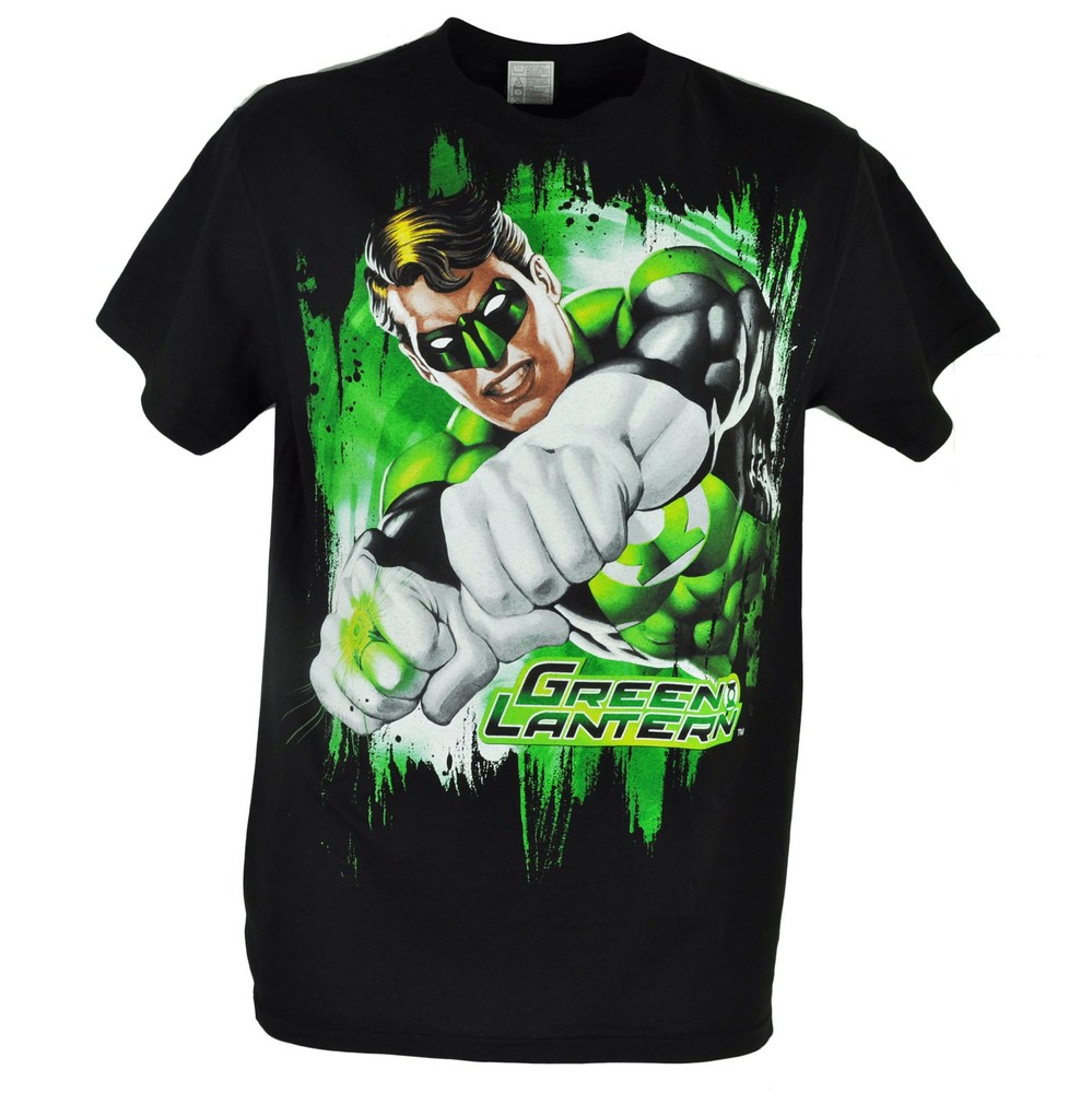 Justice League America Green Lantern Force Super Hero Black Tshirt Tee