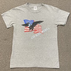 God Bless America Shirt S Gray U.S. American Flag Bald Eagle Graphic Delta Tee