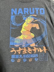 Naruto Shirt Adults Medium Gray T-shirt 2002 Shippuden Collection Rasengan 07