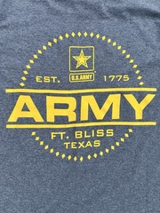 “United States Army Ft Bliss, TX 1775” Double Sided Gray T Shirt – Sz XL – NWT!