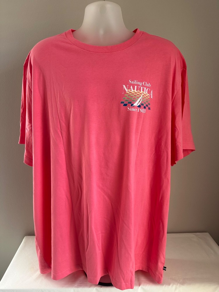 Nautica Pink Lemonade Sailing Club Graphic S/S T-Shirt Size 4XL, XXXXL