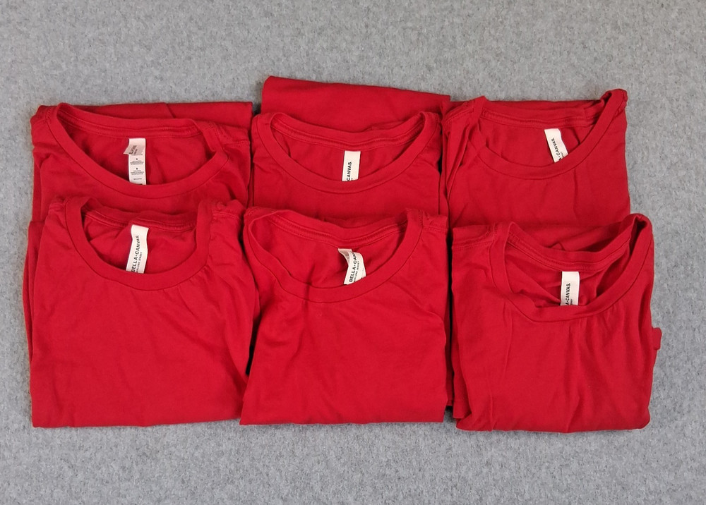 Lot of 6 Bella Canvas Men’s M. Red 100% Cotton Crew Neck Short Sleeve T-Shirt