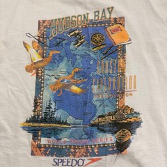 Speedo Mens T Shirt Size M White Global Voyager Hudson Bay Ducks Compass Vintage