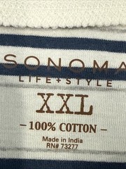 Sonoma Henley Size XXL Off White Blue & Gray Stripes New With Tags