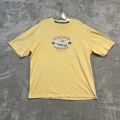 G.H. Bass & Co. Shirt Mens L Yellow Salmon River Whitewater Graphic Distressed