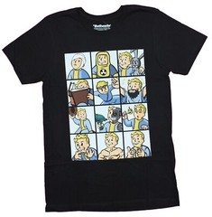 Fallout Mens T-Shirt – Pip Vault Boy Nine Box Actvities Images
