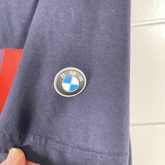 BMW Motorsport Shirt Mens Large Navy Blue Powered by M Logo Graphic Short Sleeve