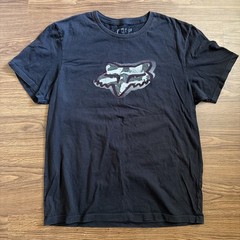 Mens Black Fox Racing Vintage Y2k Graphic T Shirt Short Slv L Motocross Grunge
