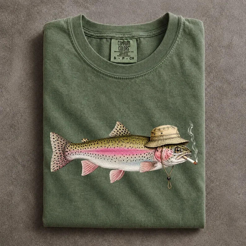 Funny Fishing Shirt Fishing Trout T-Shirt Funny Bucket Hat Fish Graphic Tee