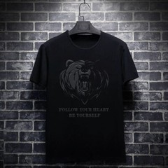 Fashion Trend Graphic Loose Print Summer Short Sleeve Luxury Men Black T-Shirt