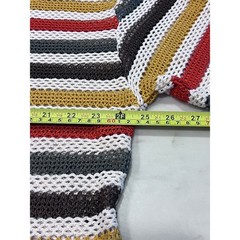 Mens Colorful Striped Crochet Open Knit Mesh short sleeve t Shirt Size XL