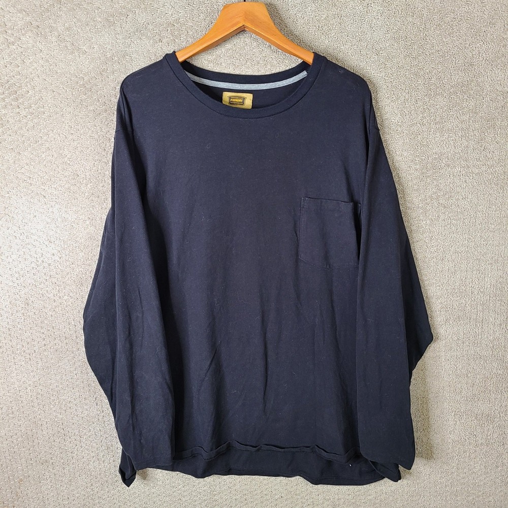 Foundry Shirt Mens 3XL Black Long Sleeve Pocket Cotton Casual Crew Neck