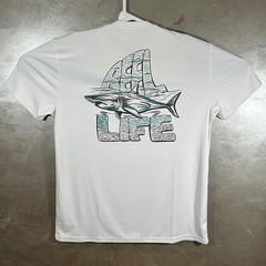 Reel Life Mens Short Sleeve UV Shark Graphic T-Shirt White Medium