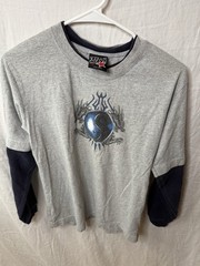 Top Heavy Y2k Men’s M Gray Long Sleeve Crew Neck Graphic T-Shirt Tiger Yin Yang