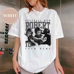 Personalized Baseball Mom Cotton Shirt Custom Photo Name Number Tee