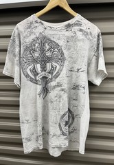 MMA Elite T-Shirt XL White Black Cross Vintage Y2K AOP Affliction style