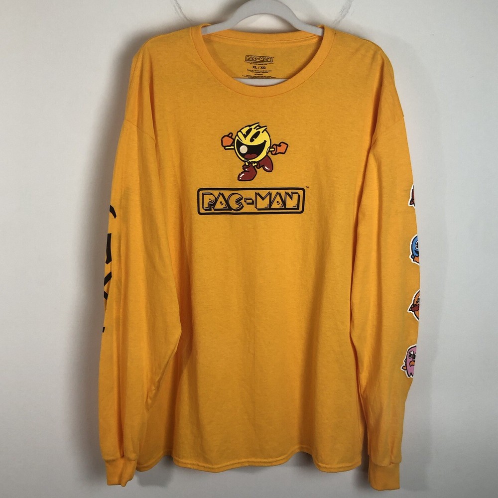 Pac-Man by C-Life Group Graphic Print Yellow Long Sleeve Bandai Namco Size XL