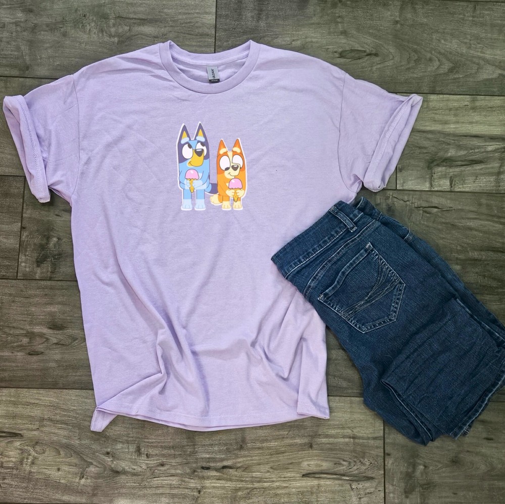 Bluey and Bingo with ice cream t-shirt