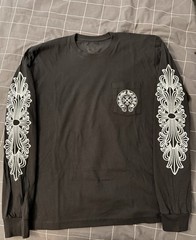 NEW Chrome Hearts Men’s XL Black Long Sleeve Graphic Logo Pocket Crew T-Shirt