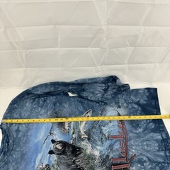 The Mountain T Shirt Blue Tie Dye Alaska Bear Wolf Fish Graphic LS Tee Men’s XL