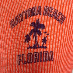 Vintage Daytona Beach Florida neon orange white knit ringer tee retro resort L