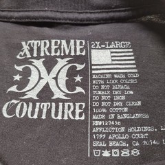 Xtreme Couture Shirt Mens 2XL Black All Over Print Cross Wings Tribal Grunge