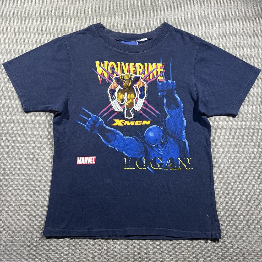 Vintage X-Men Wolverine Shirt Youth Small Blue Logan Marvel Graphic Tee 2005