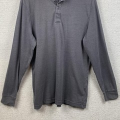 Croft & Barrow Henley Shirt Men Large Gray Long Sleeve Easy Care Soft Casual Son