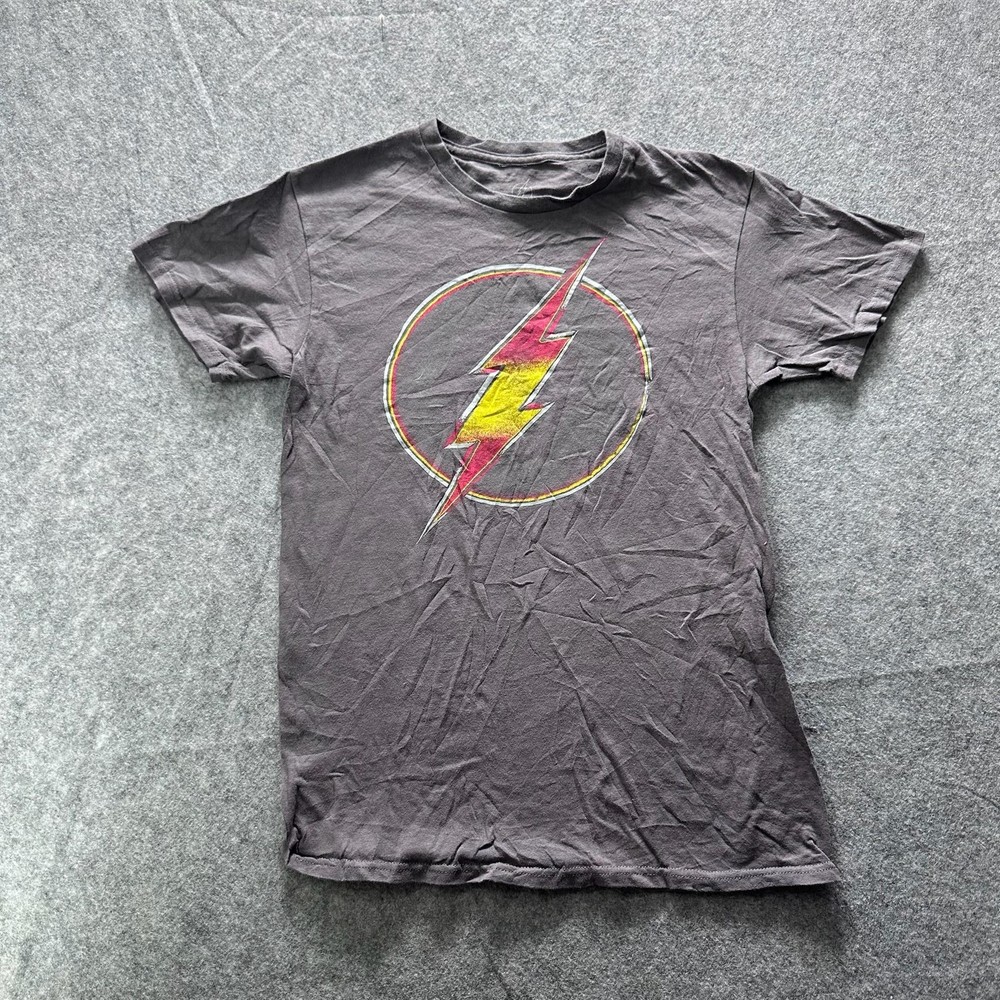 The Flash Shirt Mens S Gray Flash Bolt Graphic Tee Crewneck Tagless Cotton