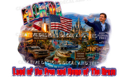 Vintage Looking Land of the Free Home of the Brave USA Florida T-Shirts Sm-2XL