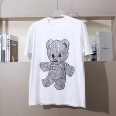 New Men Luxury Diamond Bear Rhinestones Fashion T-Shirt High Quality