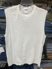 Lot of 2 – JERZEES Men’s Sleeveless/Muscle T-Shirts, M (38-40), 1-Red & 1-White