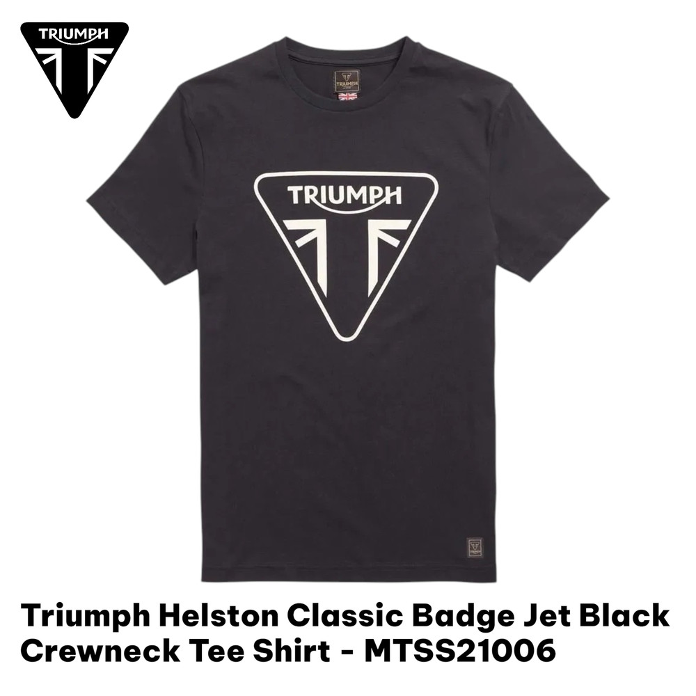 Triumph Helston Classic Badge Jet Black Crewneck Tee Shirt – MTSS21006