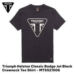 Triumph Helston Classic Badge Jet Black Crewneck Tee Shirt – MTSS21006