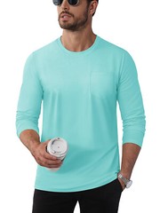 Men’s Cotton Casual Shirt Long Sleeve Chest Pocket Shirt Hiking Work Travel Tops