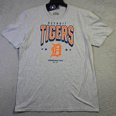 MLB Detroit Tigers Shirt Mens Large Gray Baseball Sports Classic Retro Logo NWT